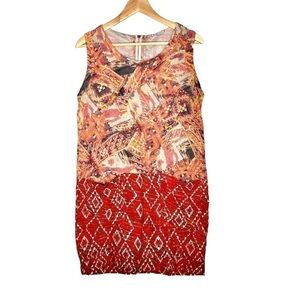 Cantao Aztec print pullover shift dress Sz P